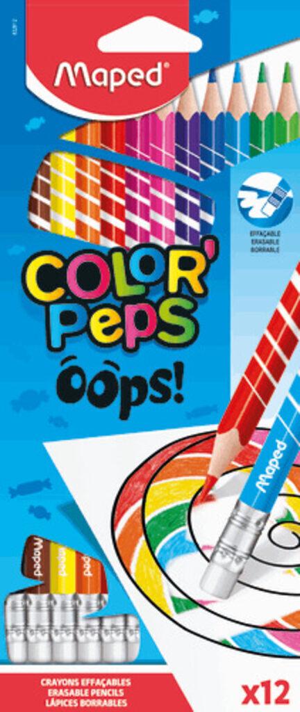 Карандаши цвет. 12цв Maped Color Peps пластиковые, с ластиком, стираемые