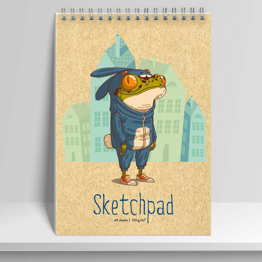 Скетчпад А5 40л., гребень, 120гр/м2, "Лягушка в костюме" крафт*