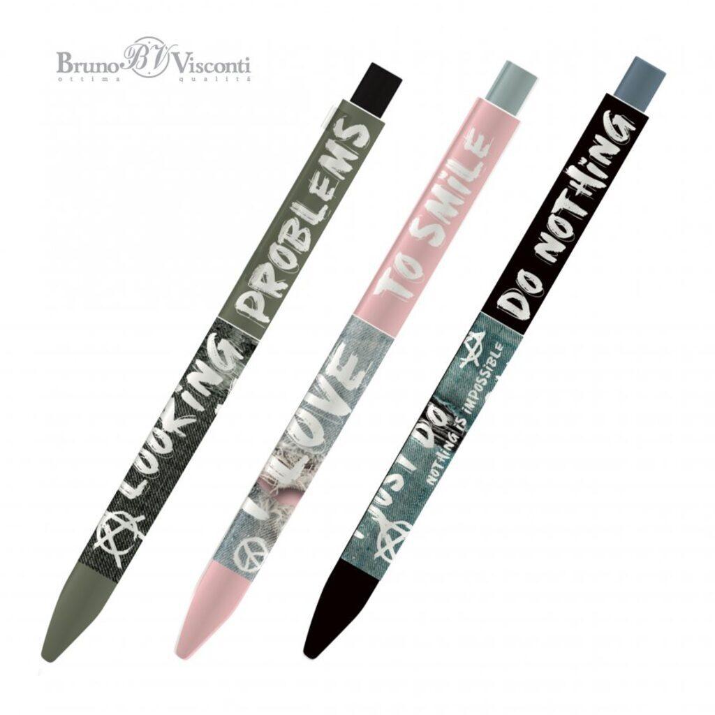 Ручка шар. BV автомат. "FunClick. Jeans" 0.7мм, синяя