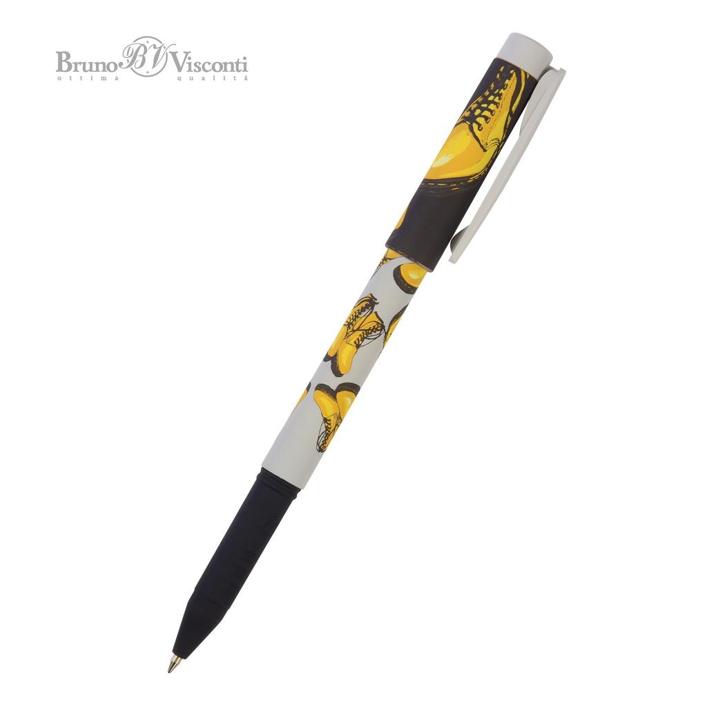 Ручка шар. BV "FreshWrite. Boots. Желтые ботинки" синяя, 0,7мм*