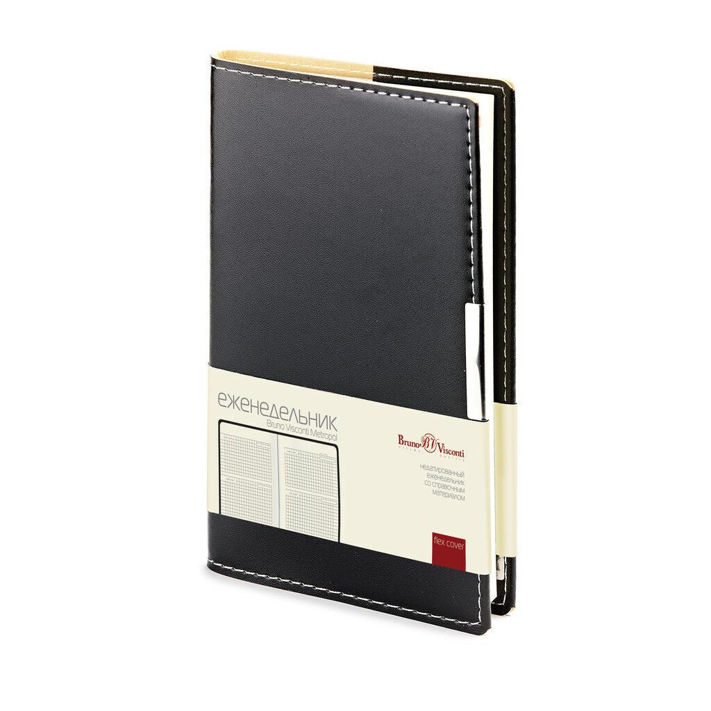 Еженедельник недат. А6 80л., мягк.обл., кож.зам. "Metropol. Черный"