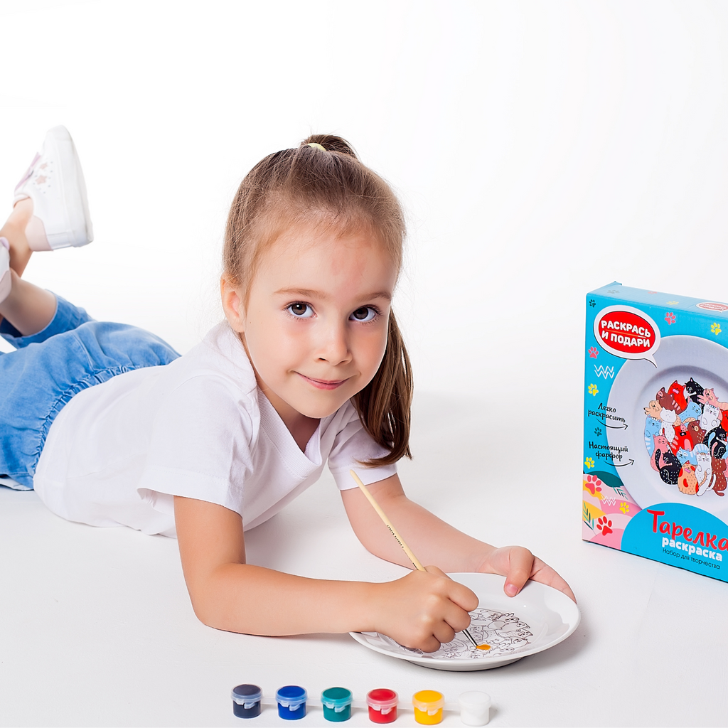 Тарелка-раскраска Котики