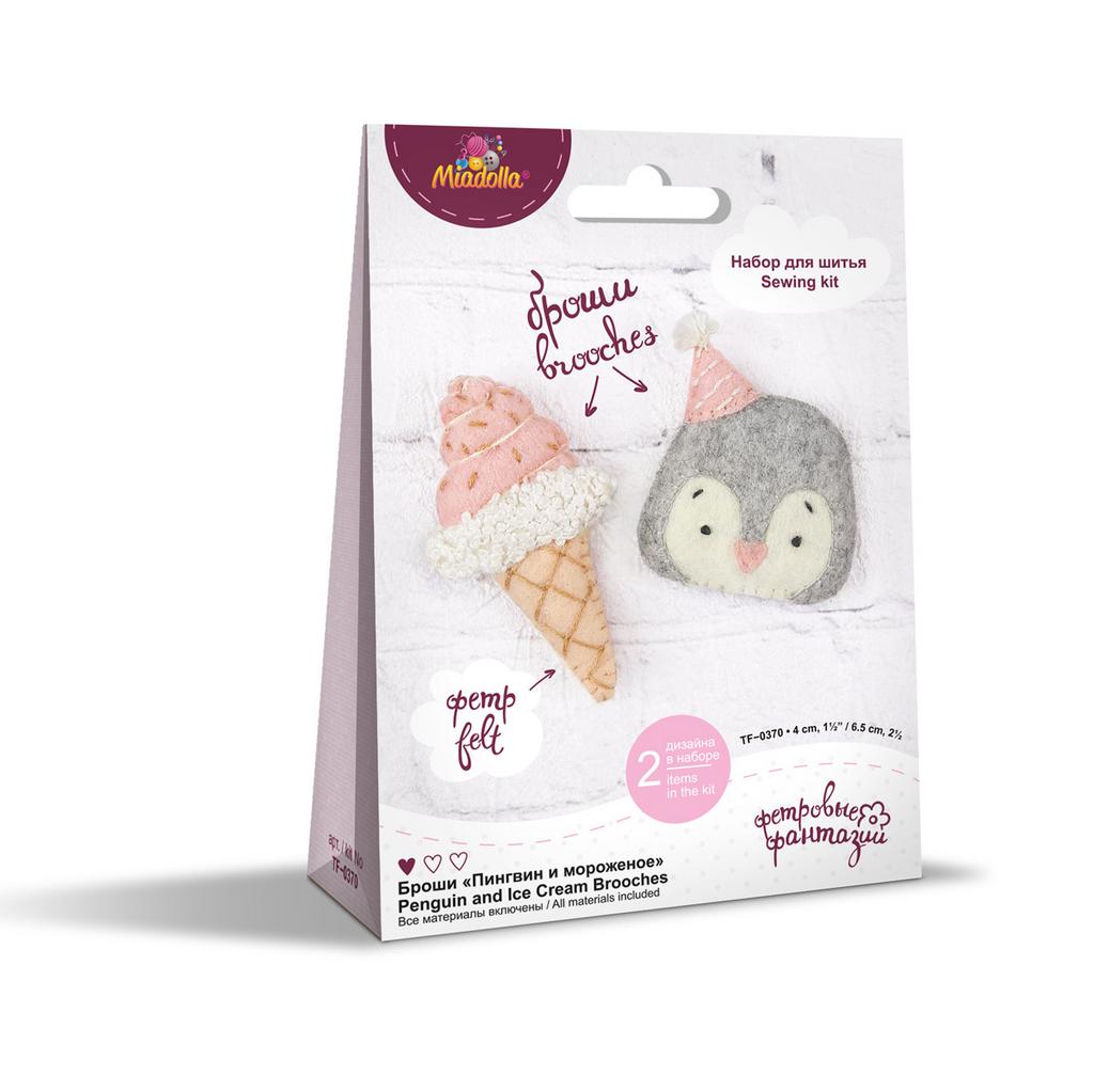 Набор для шитья Броши «Пингвин и мороженое»