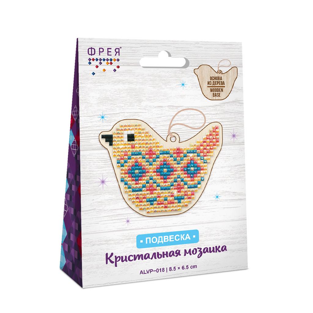 Кристальная (алмазная) мозаика подвеска "Птичка" 8.5 х 6.5 см