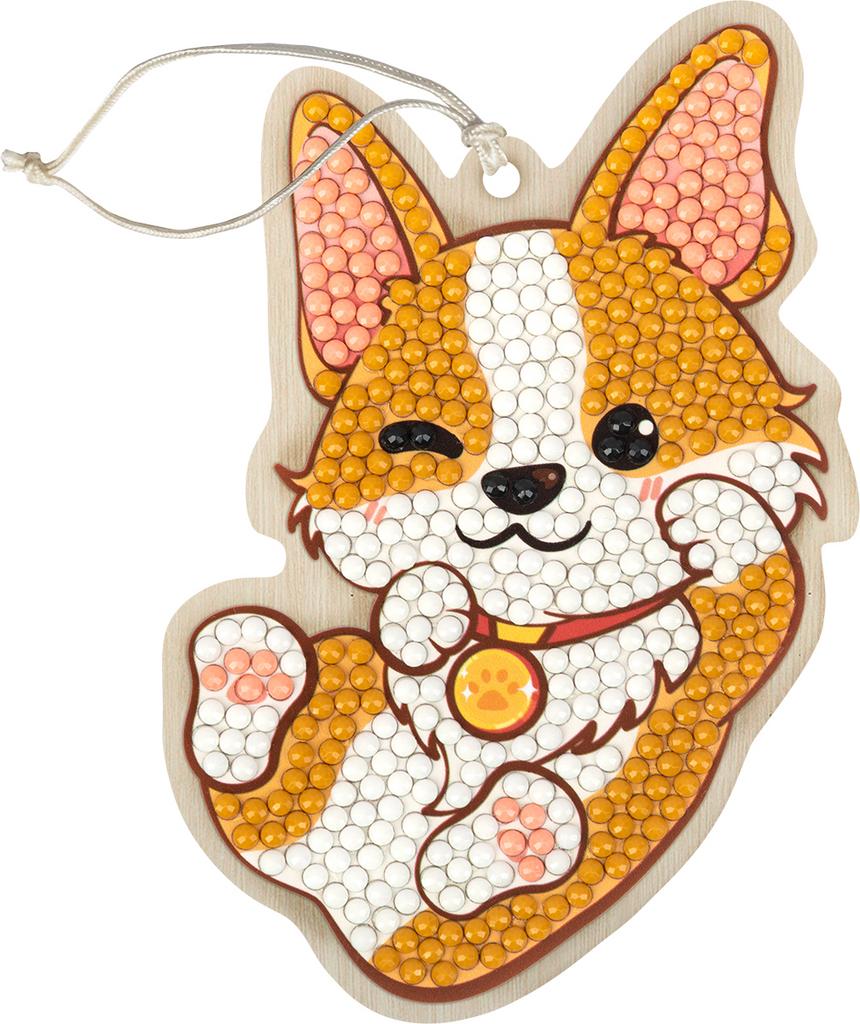 Кристальная (алмазная) мозаика подвеска "Собачка" 9.5 х 10 см