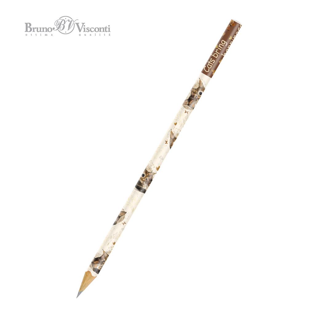 Карандаш ч/гр BV "Love me. Котики приносят счастье" НВ