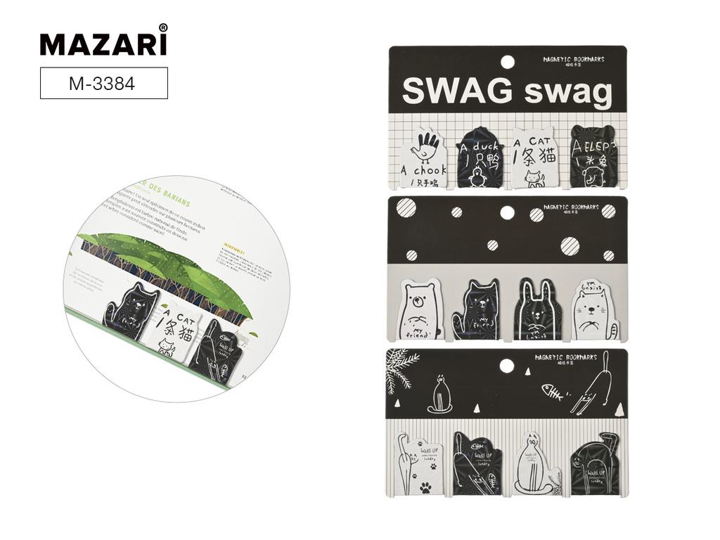 Набор закладок магнитных 4шт., "Swag" 40*30мм