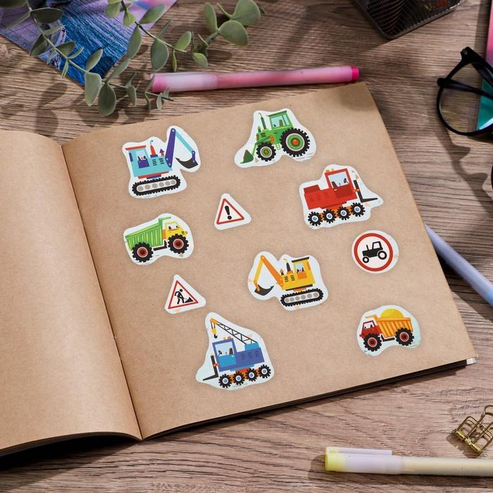 Наклейки детские бумажные "Машинки", 11 х 16 см