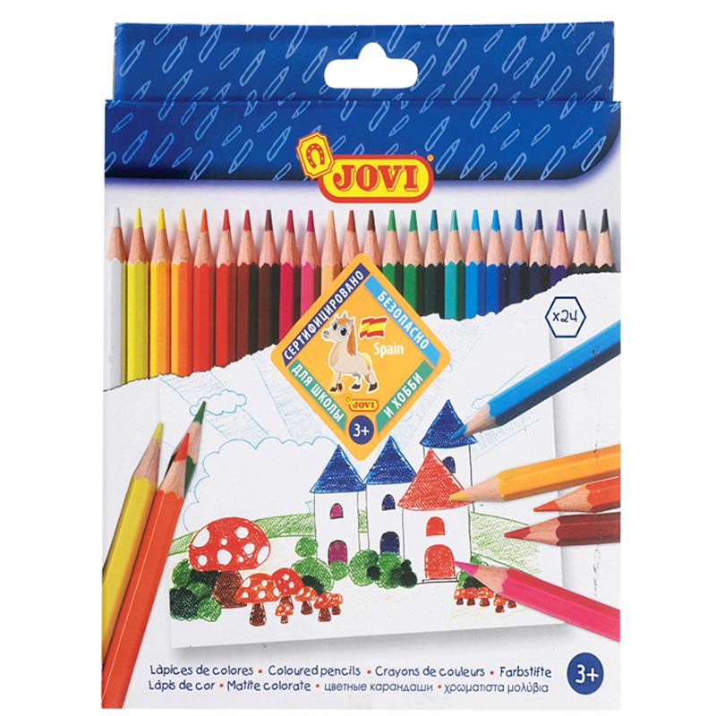 Карандаши цветные JOVI,24цв., заточен., картон, европодвес