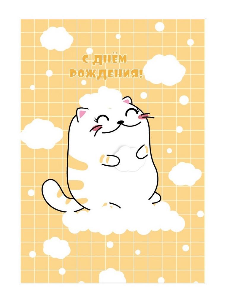 Пакет подарочный "С Днем рождения. Кот на облаке" 23x11x33 см