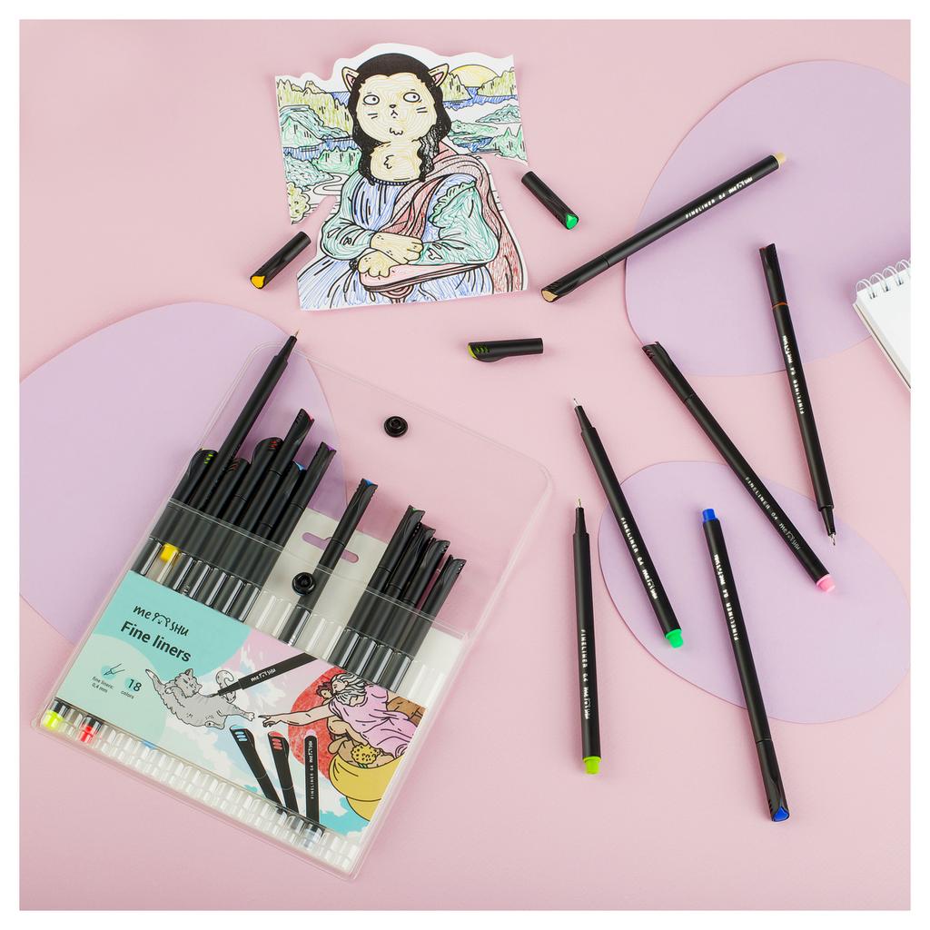 Набор капиллярных ручек  18цв., 0,4мм, европодвес