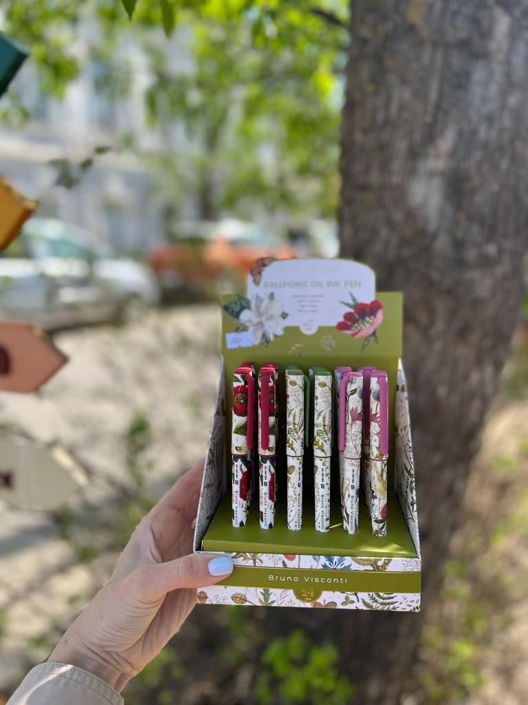 Ручка шар. BV "PrimeWrite. Flora" 0,7мм, синяя, 3 цвета, маслян.осн.