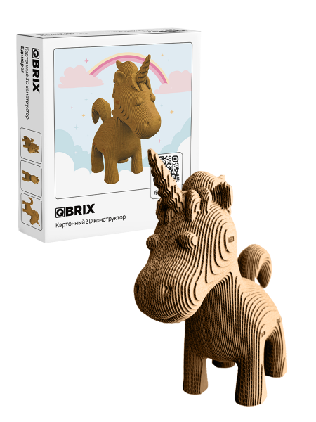 Картонный 3D конструктор Единорог