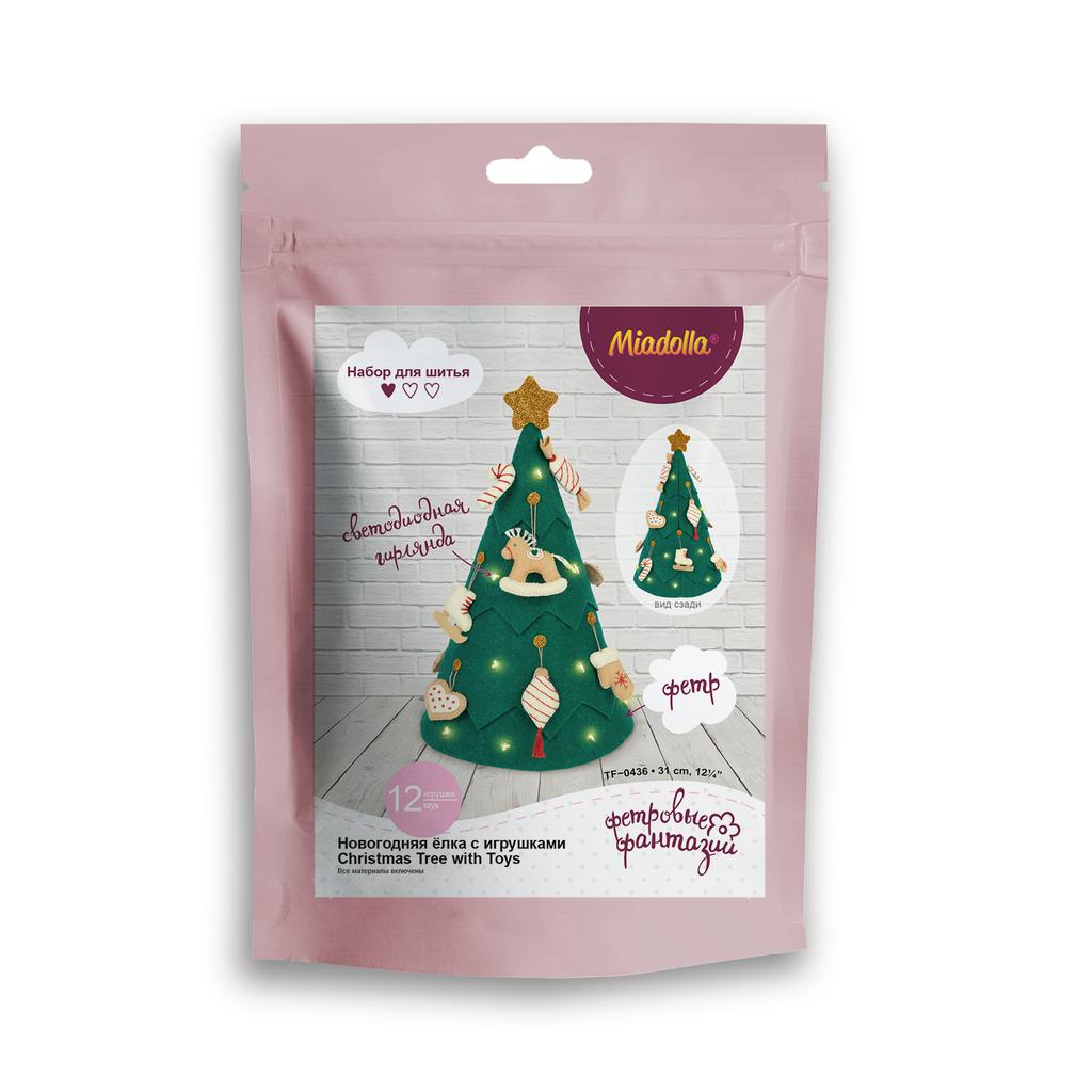 Набор для шитья Новогодняя елка с игрушками (со светодиодами) .
