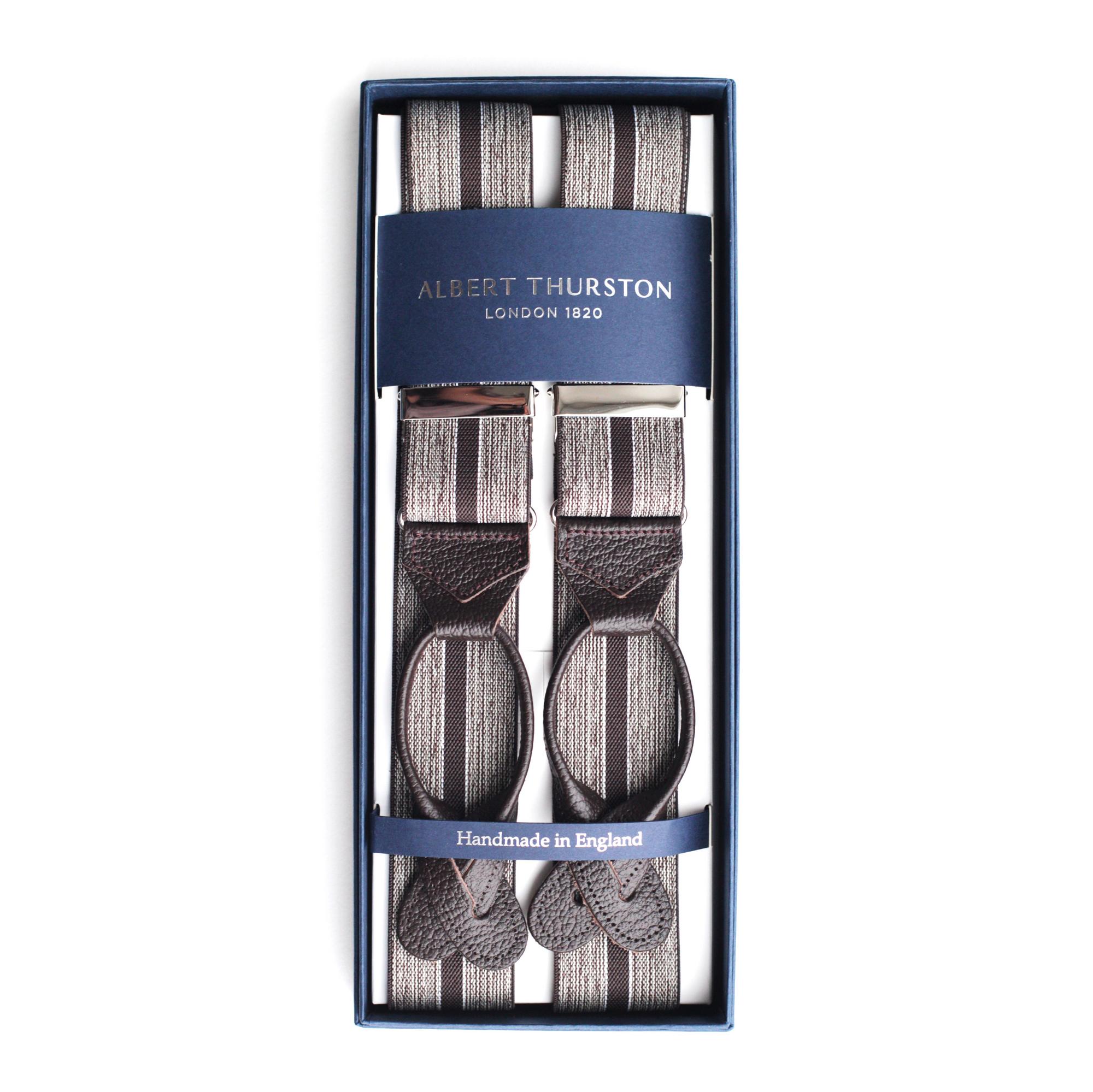 Подтяжки Albert Thurston, коричневые в полоску