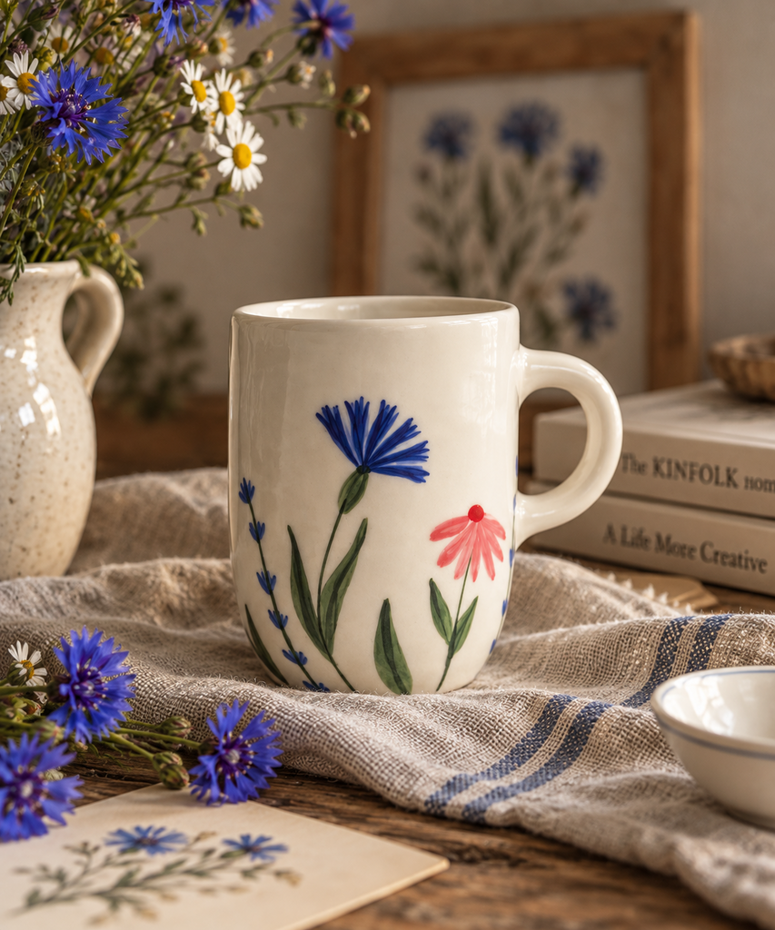 Керамическая чашка с полевыми цветами ручной работы Dod Ceramics