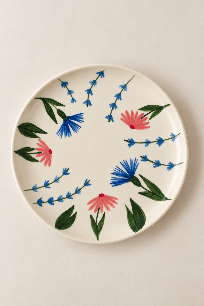 Керамическая тарелка с полевыми цветами ручной работы Dod Ceramics