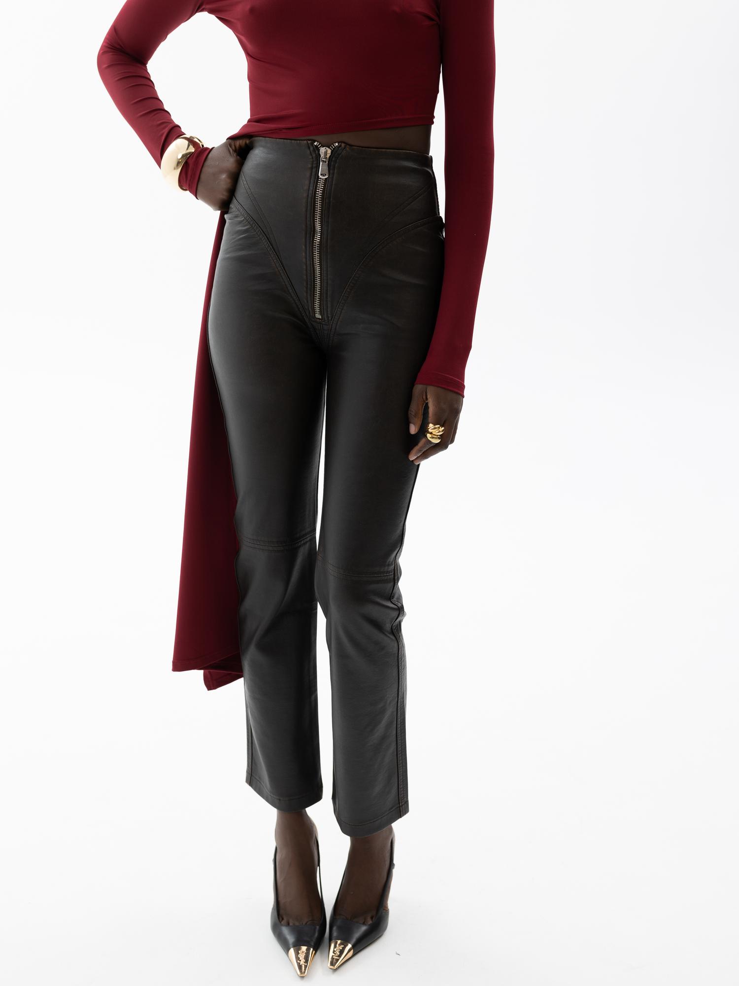 Брюки с замком из варенной эко кожи