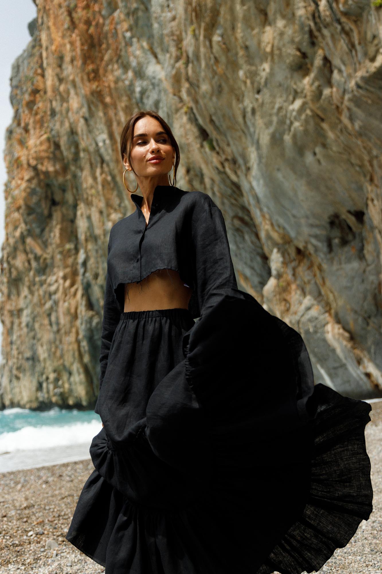 Рубашка изо льна укороченная