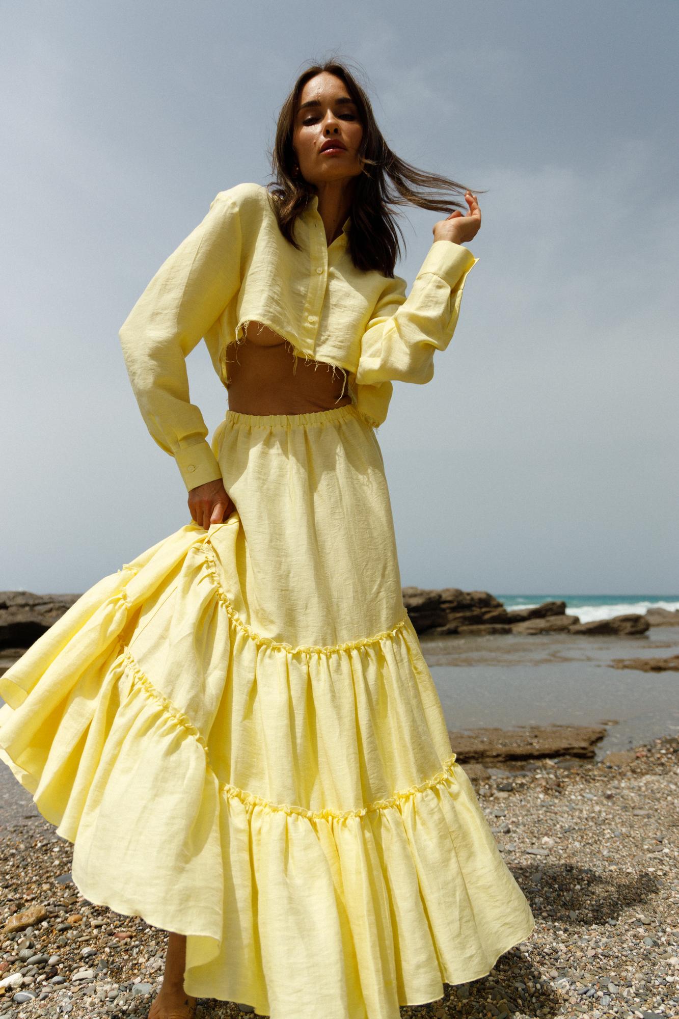 Рубашка изо льна с шелком укороченная