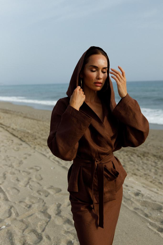 Накидка в стиле кимоно изо льна